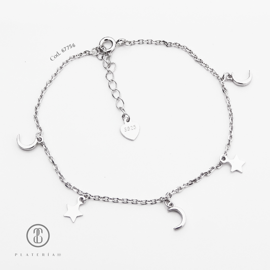 PULSERA RODINADA ESTRELLAS PLATA.925