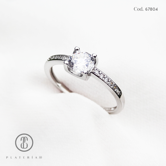 ANILLO RODINADO COMPROMISO PLATA.925