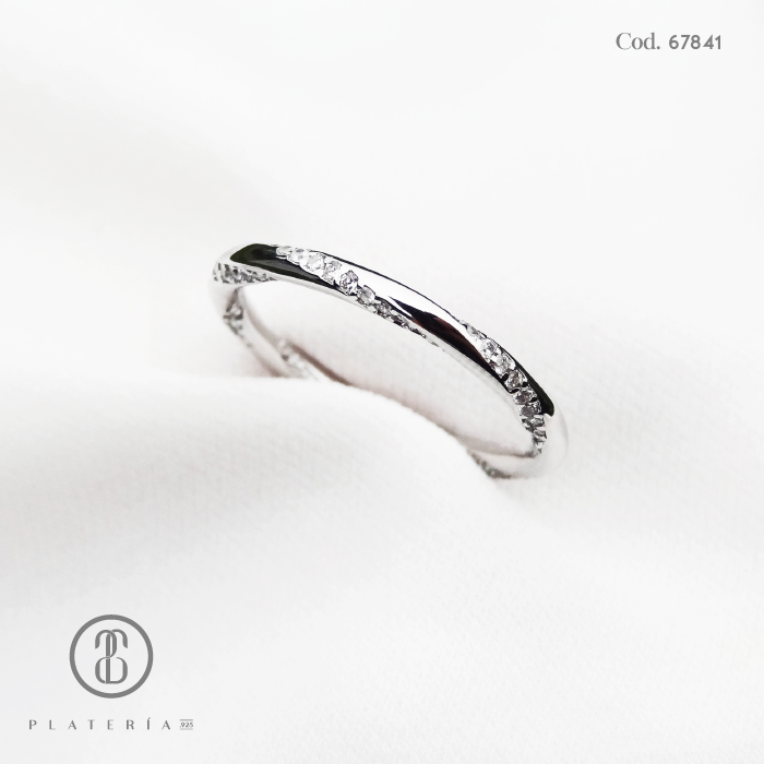 ANILLO RODINADO CINTILLO ZIRCON PLATA.925