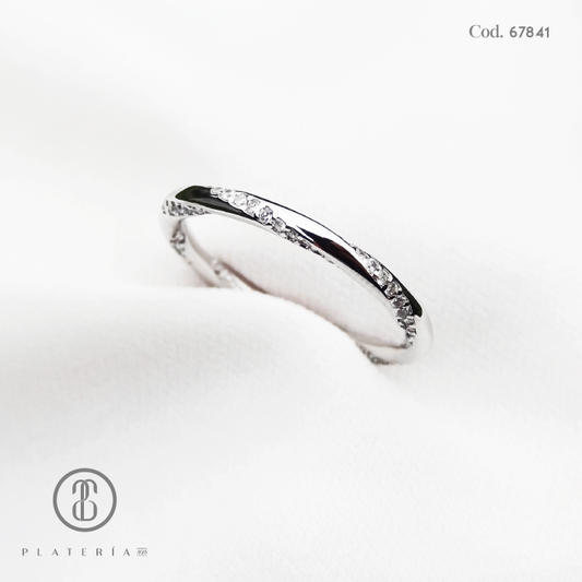 ANILLO RODINADO CINTILLO ZIRCON PLATA.925
