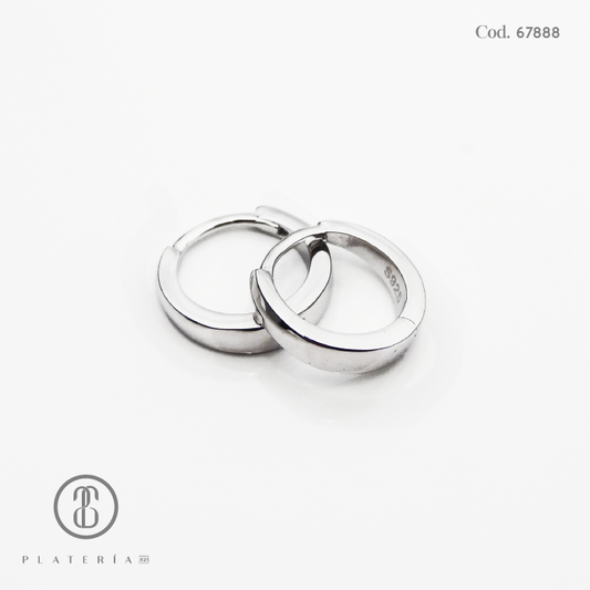 HUGGIE RODINADO 12MM LISO PLATA.925