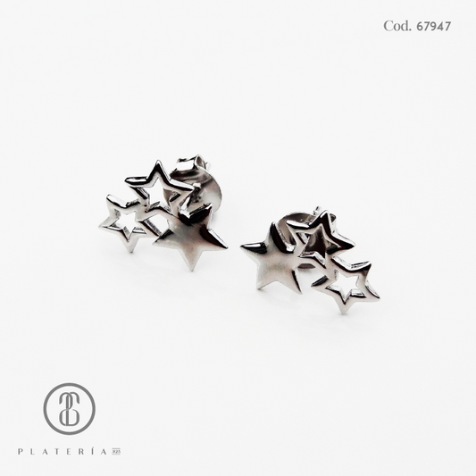 ARETE RODINADO ESTRELLAS PLATA.925