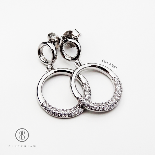ARETE RODINADO CIRCULO ZIRCON PLATA.925