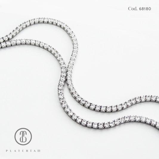 GARGANTILLA RODINADA 45CM ZIRCON PLATA.925
