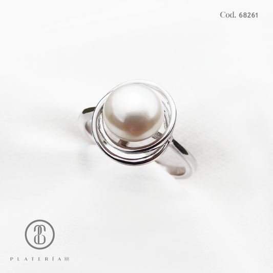 ANILLO RODINADO PERLA CULTIVADA PLATA.925