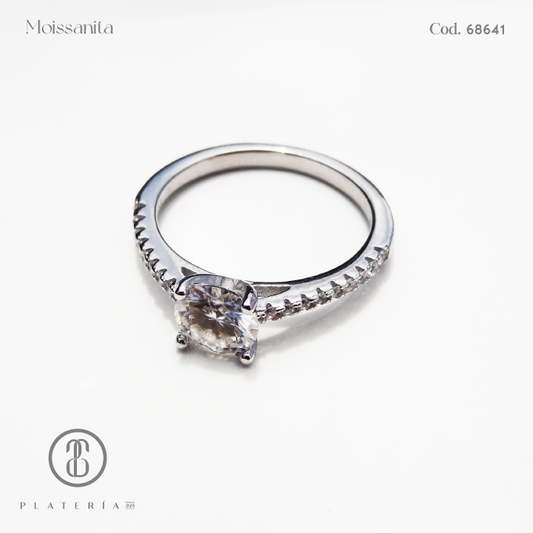 ANILLO MOISSANITA 6.5MM PLATA.925