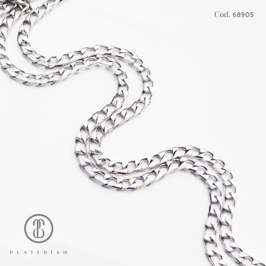 CADENA RODINADA MARTILLADA 60CM PLATA.925