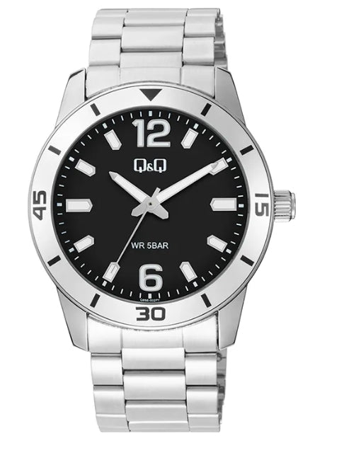 68917 RELOJ QQ METAL PLATEADO FONDO GRIS