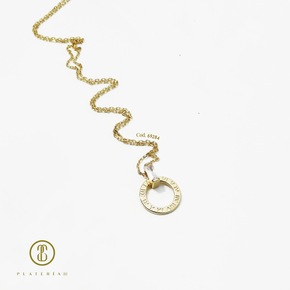 GARGANTILLA DORADA BAÑO 14K CIRCULO PLATA.925