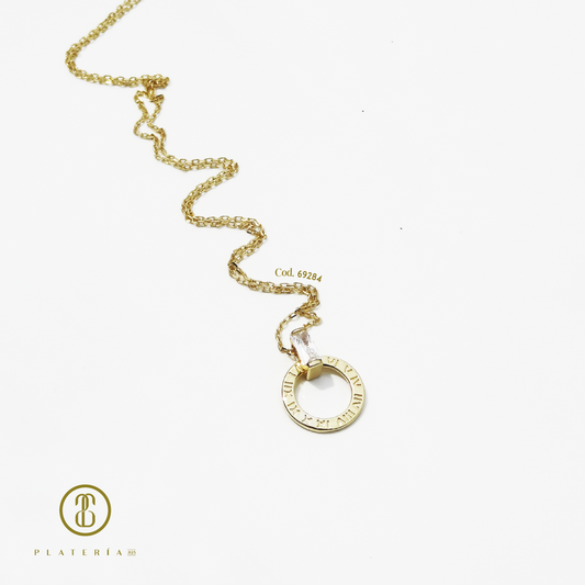 GARGANTILLA DORADA BAÑO 14K CIRCULO PLATA.925