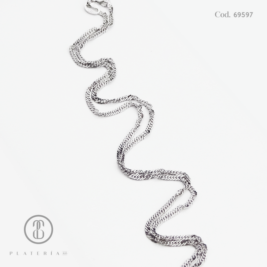 CADENA SINGAPUR RODINADA 45CM PLATA.925