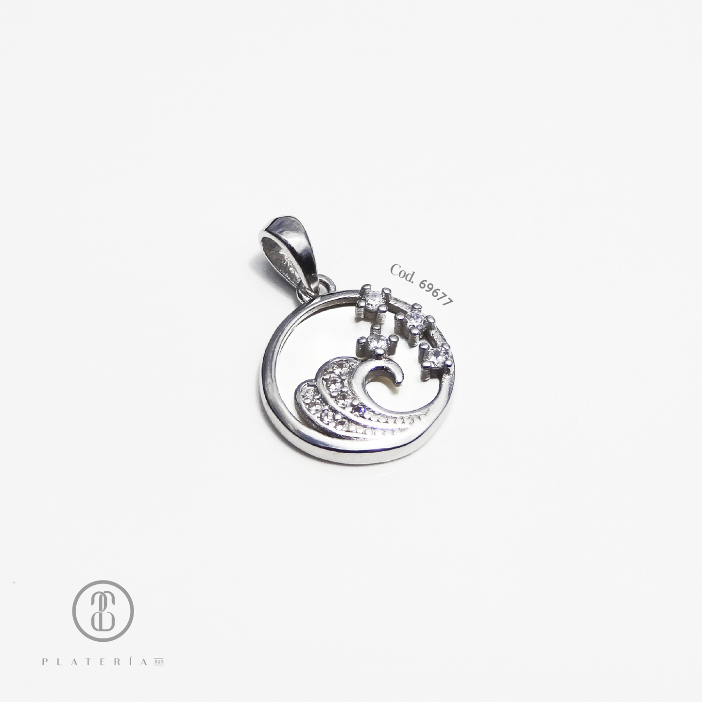 DIJE RODINADO ZIRCON FONDO NACAR PLATA.925