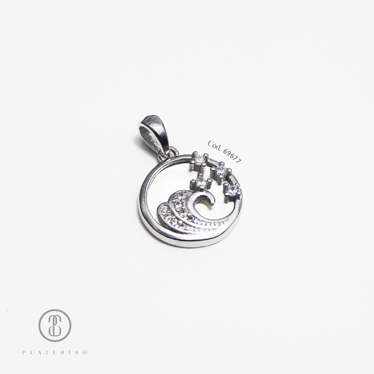 DIJE RODINADO ZIRCON FONDO NACAR PLATA.925