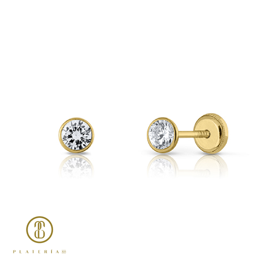 69931 ARETE ZIRCON BISELADO 4MM ORO 10K