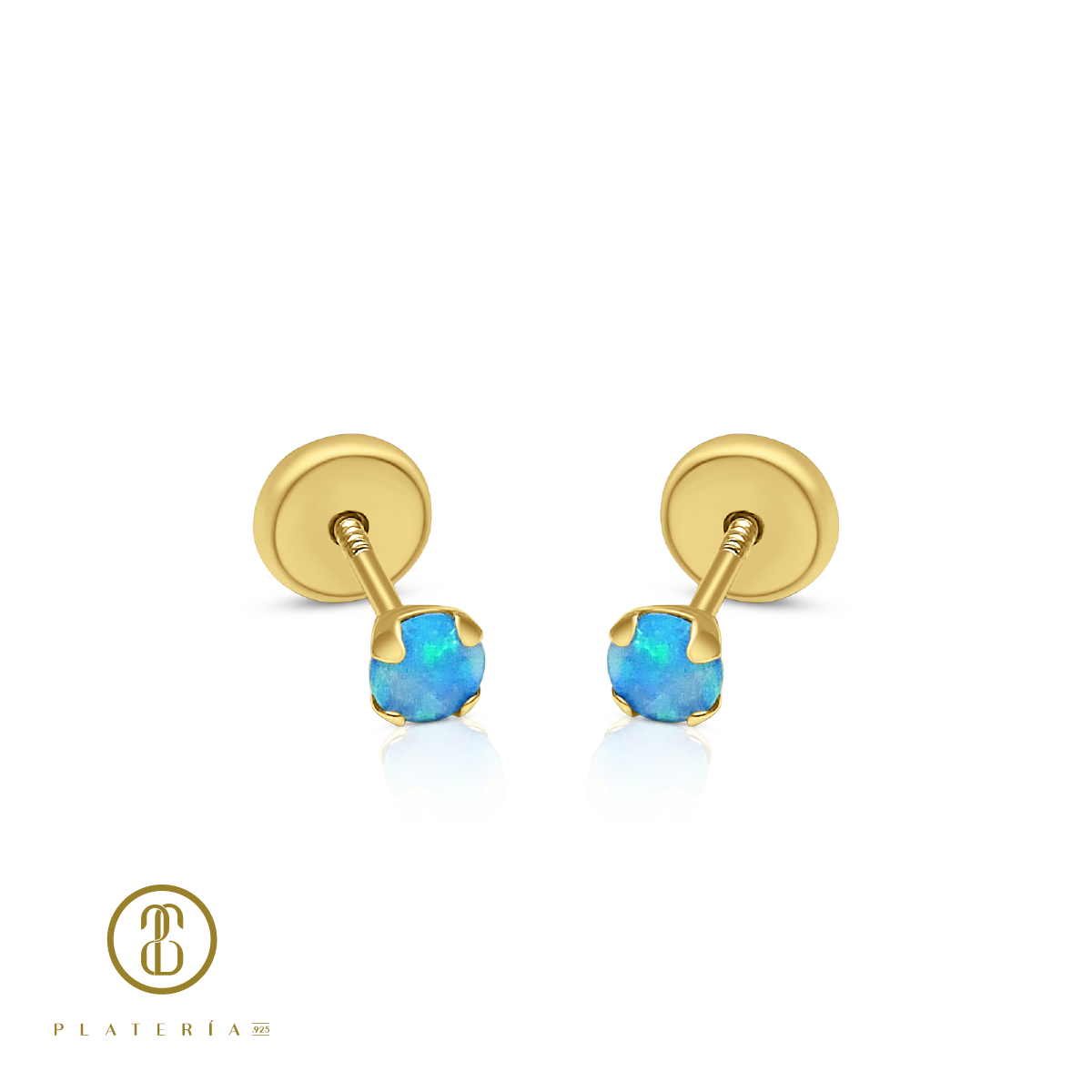 69946 ARETE OPALO AZUL 3MM ORO 10K