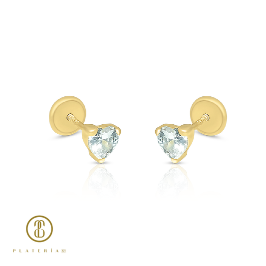 69957 ARETE CORAZON ZIRCON 4MM ORO 10K