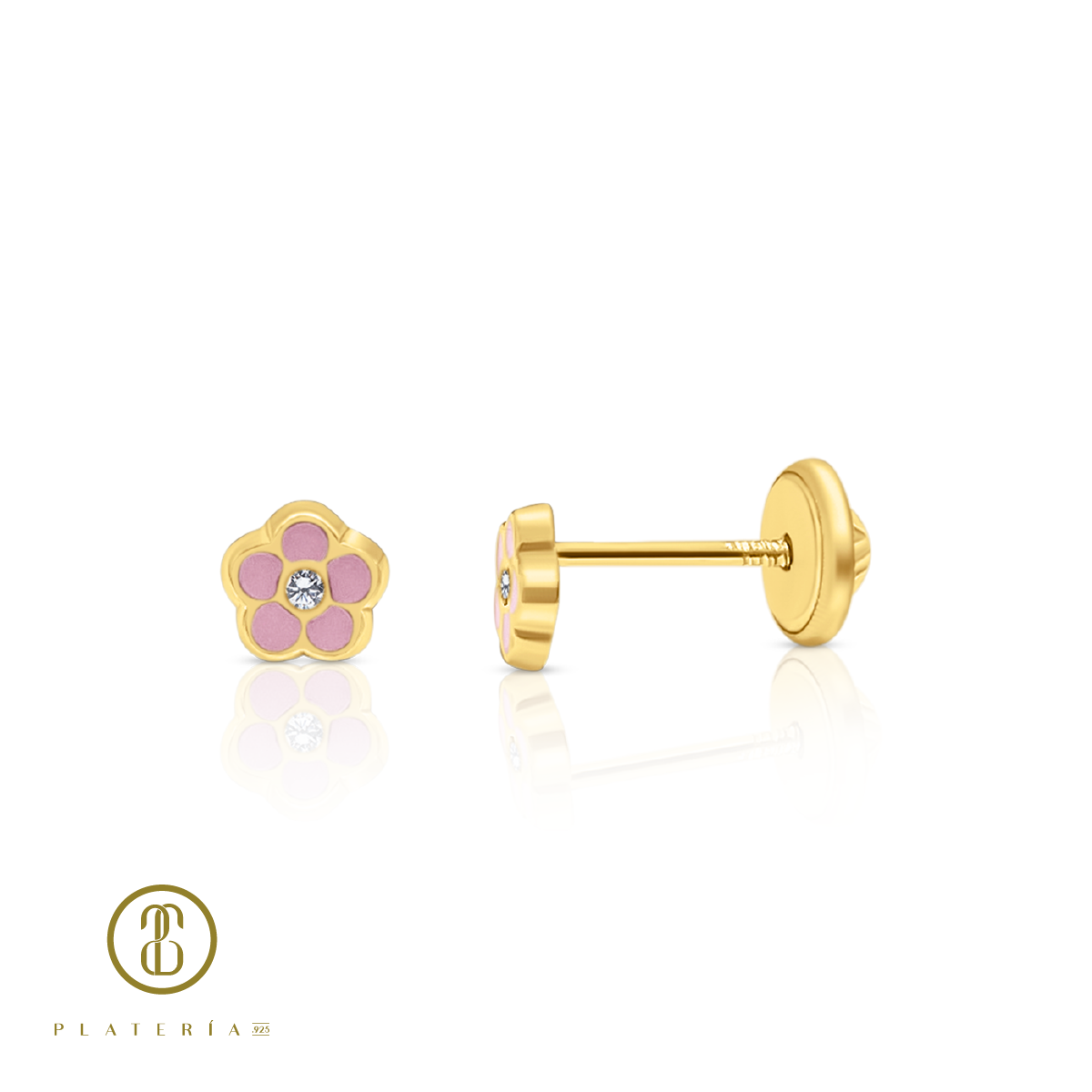 69960 ARETE FLORCITA ROSA ORO 10K