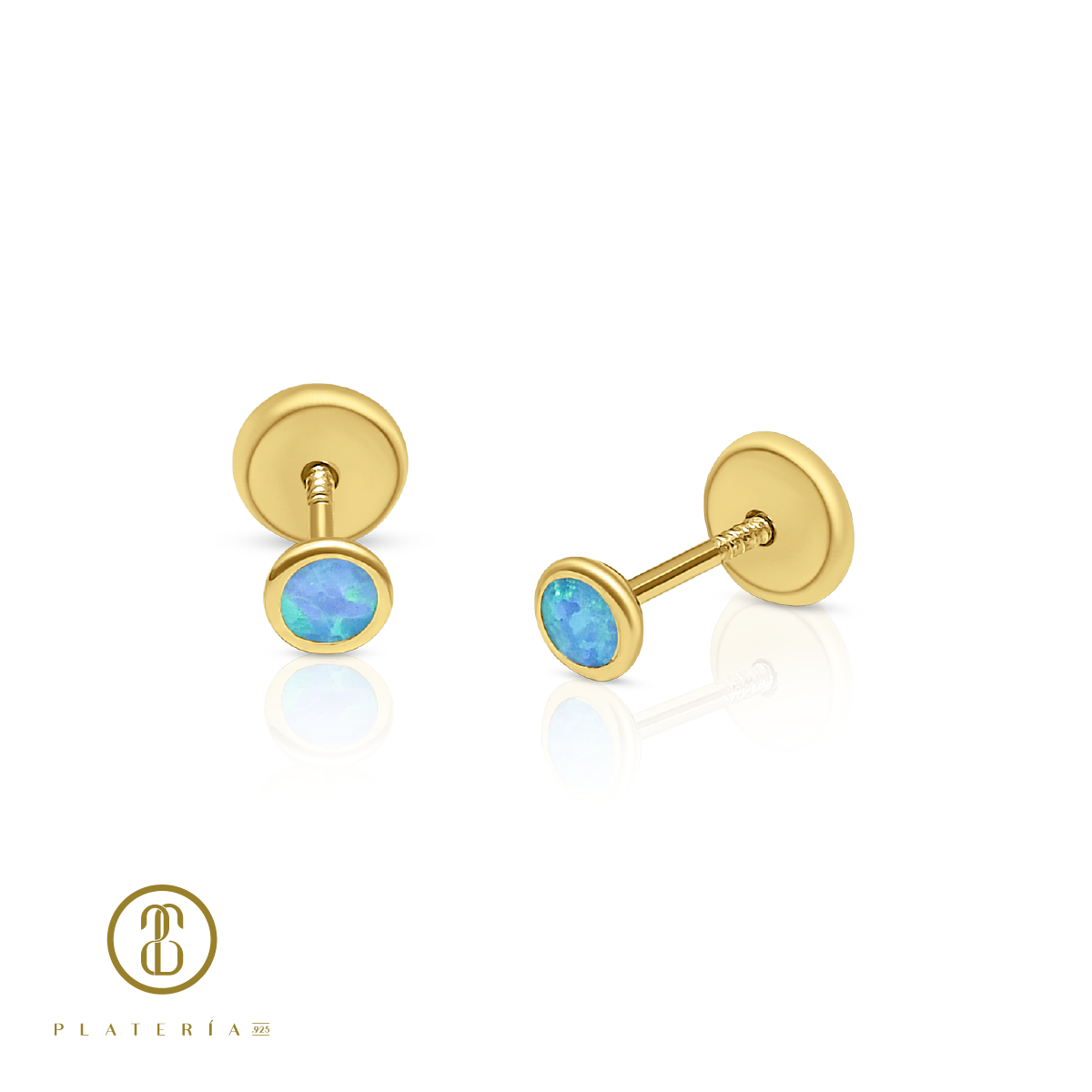 69976 ARETE OPALO AZUL 4MM ORO 10K