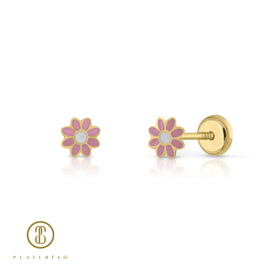 69985 ARETE FLOR ROSA ORO 10K