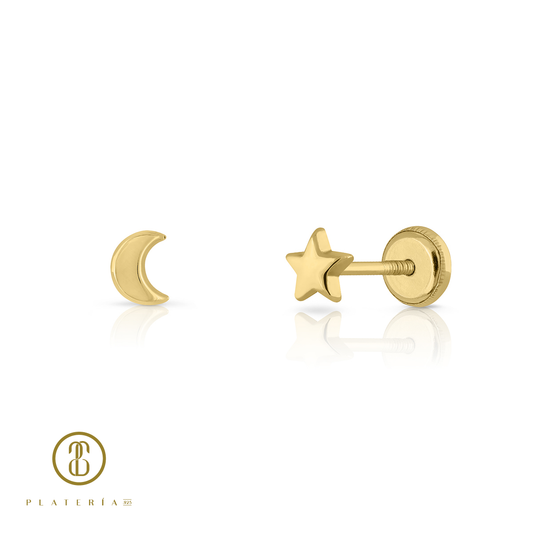 70002 ARETE MIS-MATCHED ESTRELLA Y LUNA ORO 10K