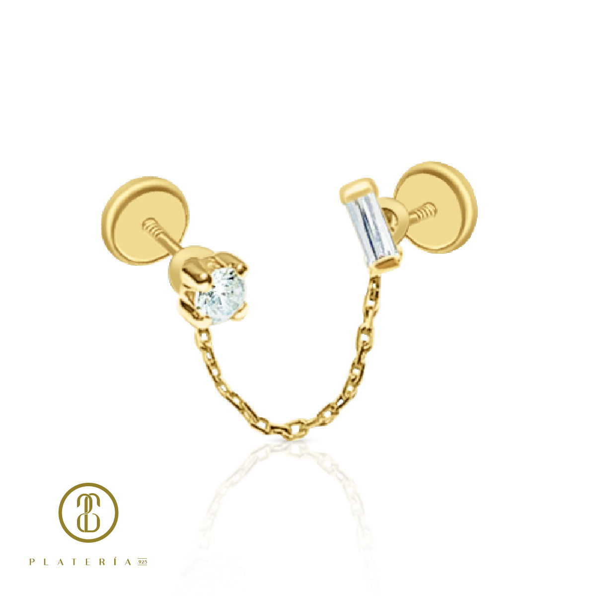 70010 ARETE ZIRCON BAGUETTE CADENA ORO 10K