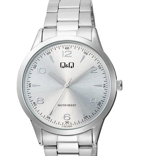 70042 RELOJ QQ METAL PLATEADO FONDO GRIS