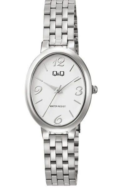 70047 RELOJ QQ OVALADO GRANDE METAL PLATEADO