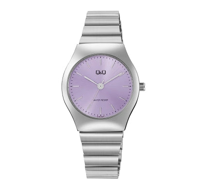 70052 RELOJ QQ METAL PLATEADO FONDO LILA