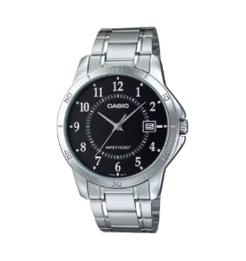 68617  RELOJ CASIO METAL PLATEADO FONDO NEGRO