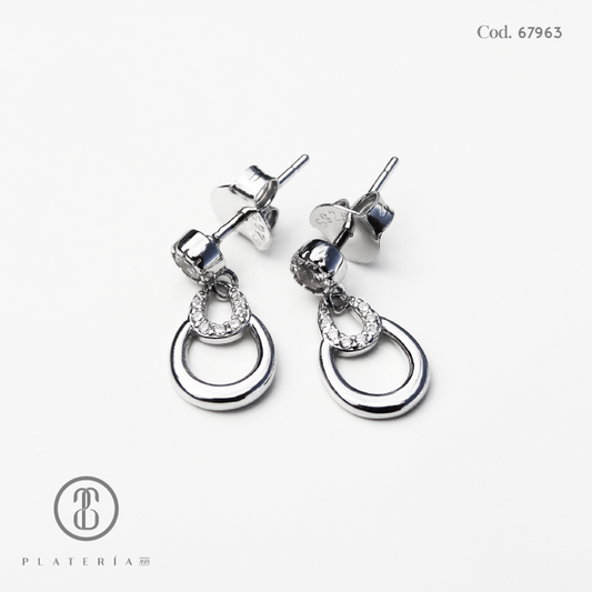 ARETE RODINADO GOTA PLATA.925