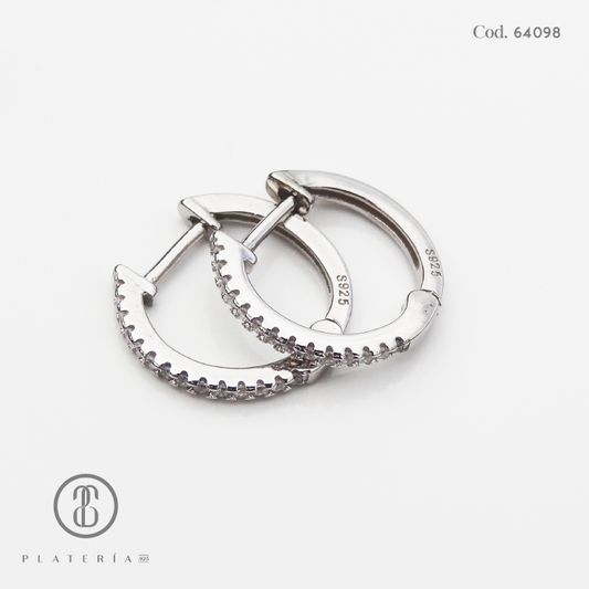 HUGGIE RODINADO ZIRCONES PLATA.925