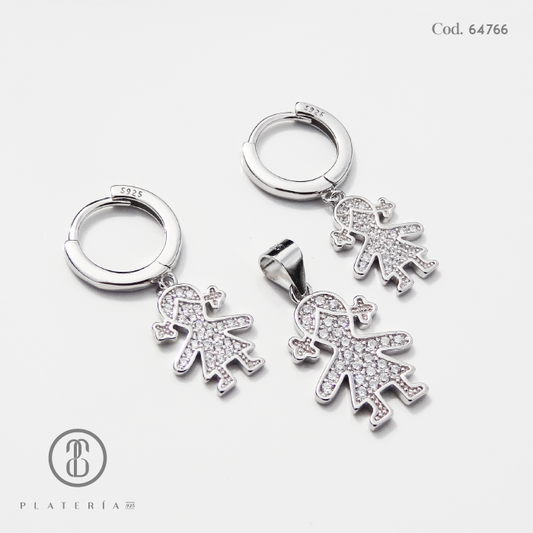 JUEGO RODINADO NIÑA PAVE PLATA.925