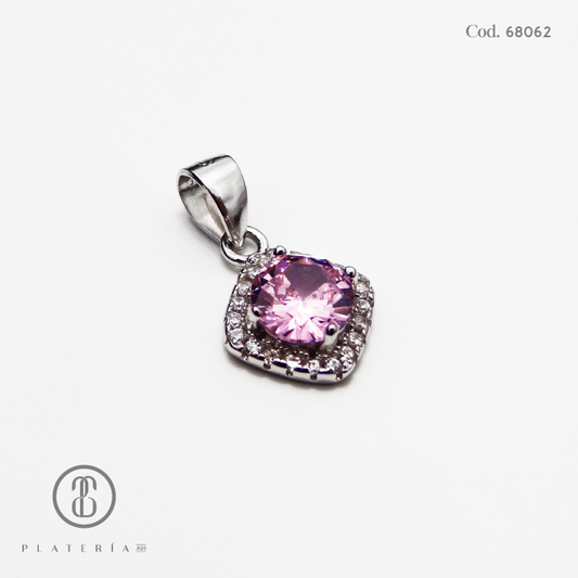 JUEGO RODINADO ZIRCON ROSADO PLATA.925