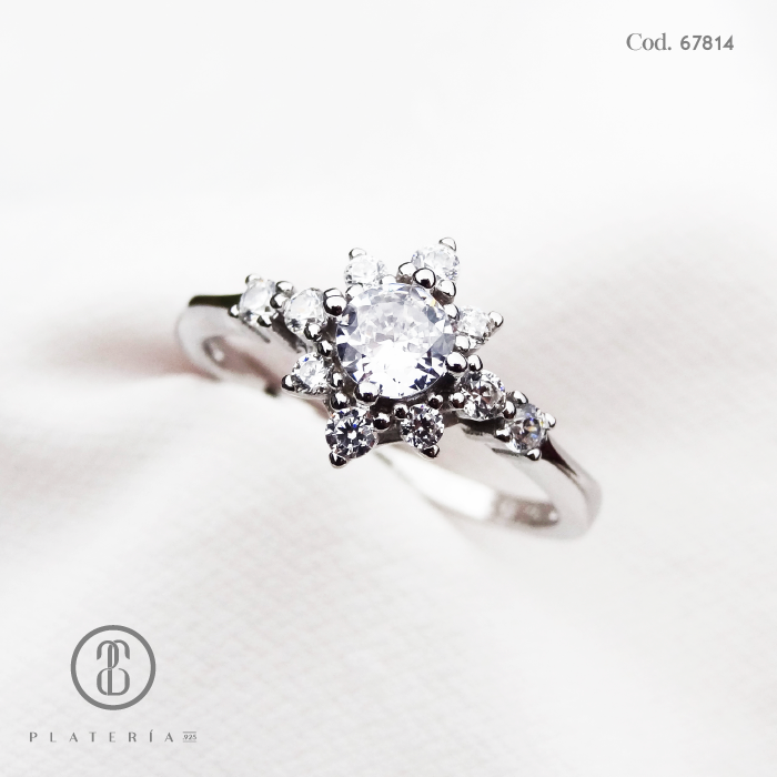 ANILLO RODINADO FLOR PLATA.925