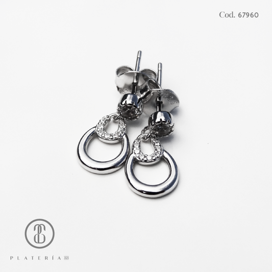 ARETE RODINADO GOTA PLATA.925