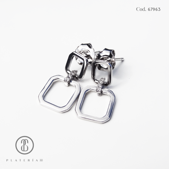 ARETE RODINADO CUADRITO PLATA.925