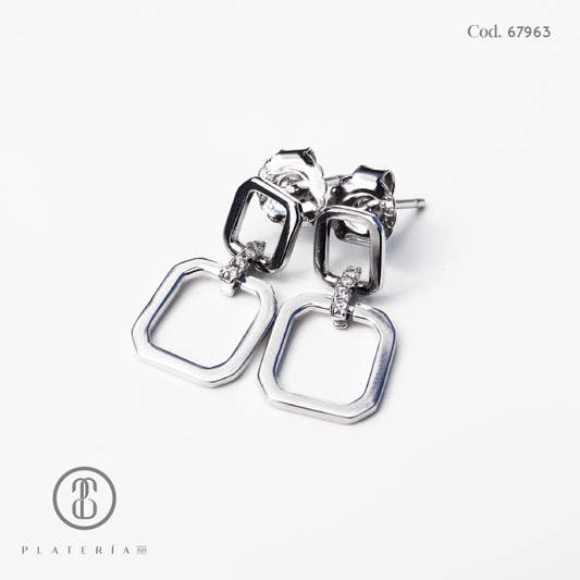 ARETE RODINADO CUADRITO PLATA.925