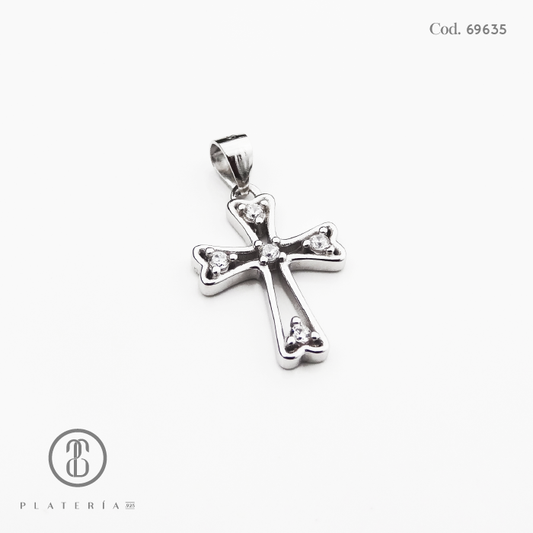 DIJE RODINADO CRUZ PLATA.925