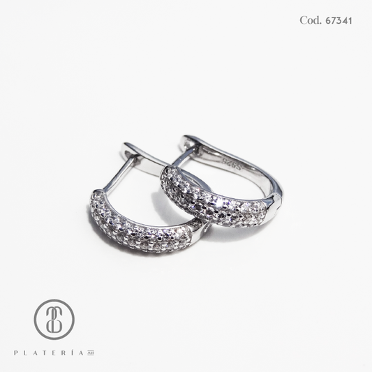 HUGGIE RODINADO 12MM PAVE PLATA.925