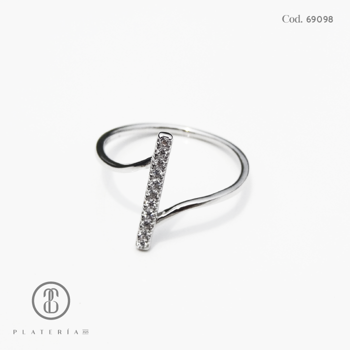 ANILLO RODINADO ZIRCON PLATA.925