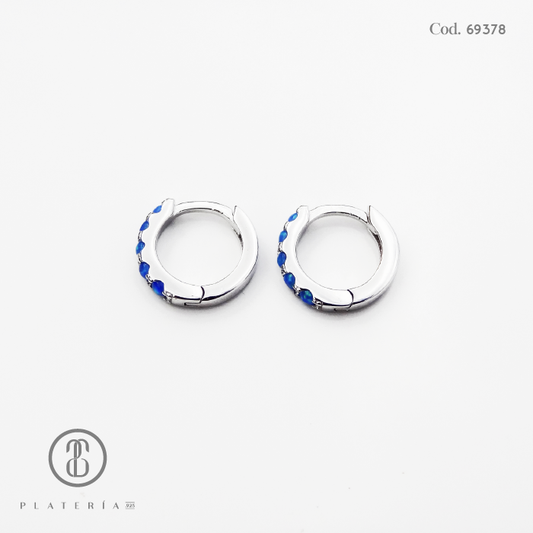 HUGGIE RODINADO OPALO 11MM PLATA.925
