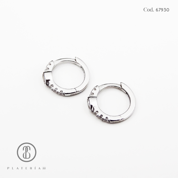 HUGGIE RODINADO 12MM PLATA.925