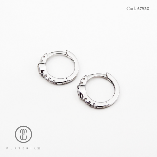 HUGGIE RODINADO 12MM PLATA.925