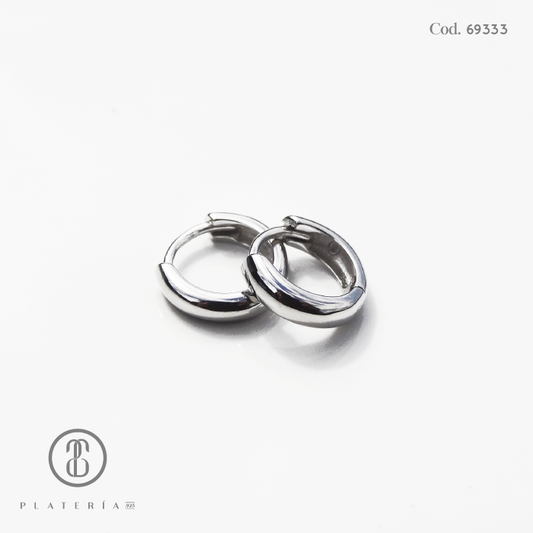 HUGGIE RODINADO LISO 11MM PLATA.925