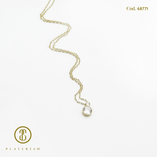 GARGANTILLA DORADA BAÑO 14K CHISPA BISELADA PLATA.925