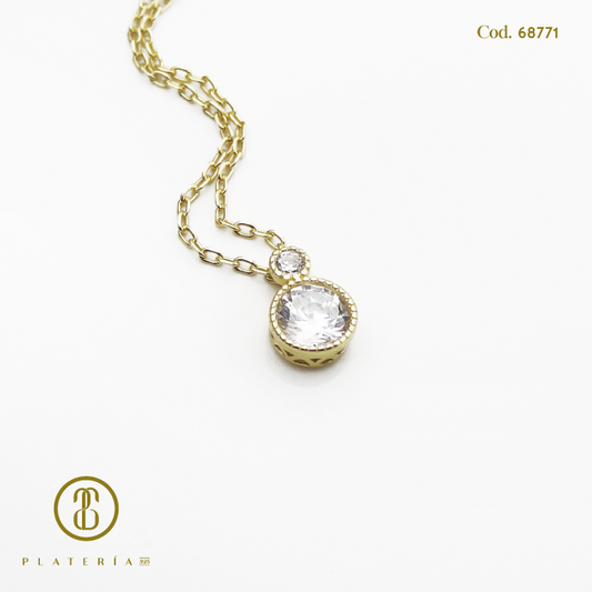 GARGANTILLA DORADA BAÑO 14K CHISPA BISELADA PLATA.925