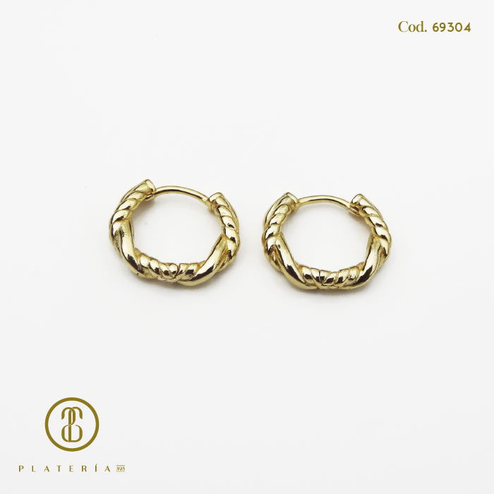 HUGGIE DORADO BAÑO 14K 12MM PLATA.925