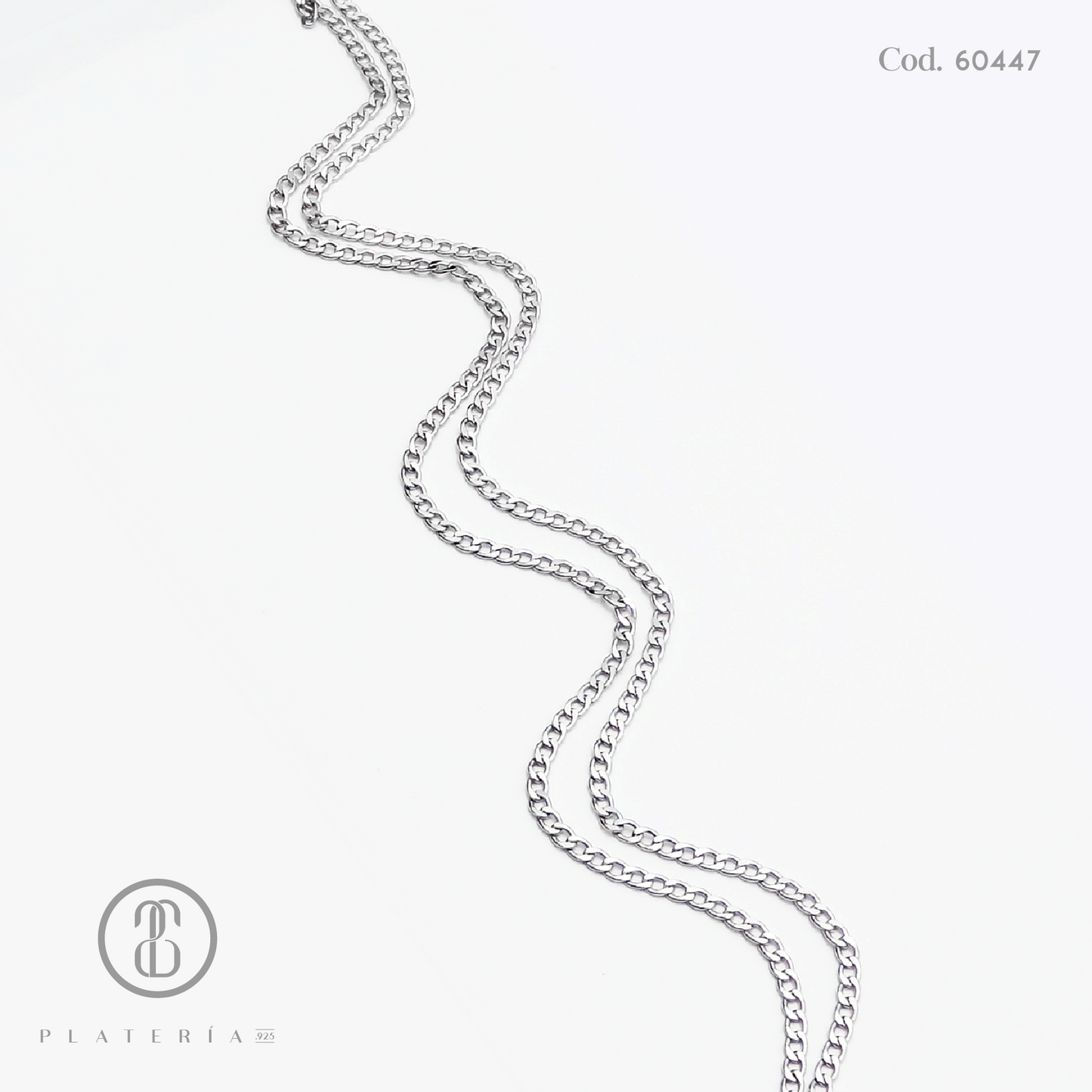 CADENA RODINADA MARTILLADA 60CM PLATA.925