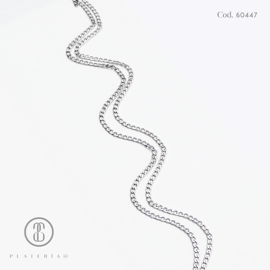 CADENA RODINADA MARTILLADA 60CM PLATA.925