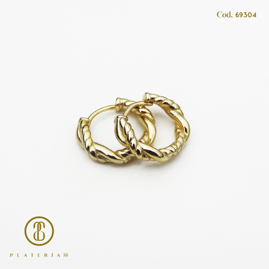 HUGGIE DORADO BAÑO 14K 12MM PLATA.925